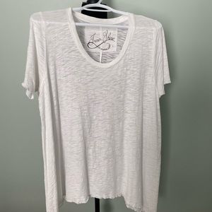 Lightweight, semi-sheer, tee top, white, size medium